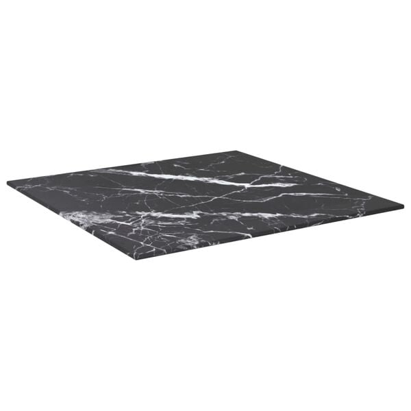 vidaXL Table Top Black with Marble Design Tempered Glass Medium Durable