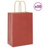 vidaXL Paper Bags 50 pcs with Handles Red 15x8x21 cm