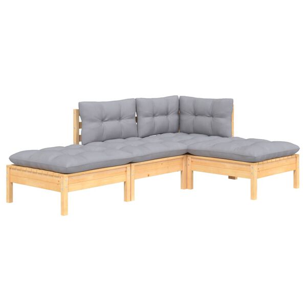 vidaXL Garden Lounge Set Grey Solid Pinewood Medium Modular