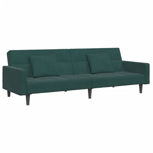 vidaXL Sofa Bed Dark Green Velvet (100% polyester), wood, plastic, foam