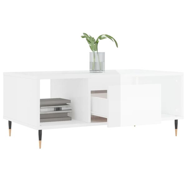 vidaXL Coffee Table High gloss white Engineered wood, metal Medium