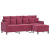 vidaXL 3-Seater Sofa with Footstool Wine Red 70.9" Velvet
