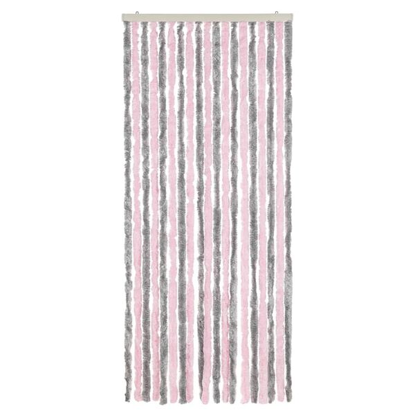 vidaXL Fly Curtain Silver Grey and Pink 22.0x72.8" Chenille