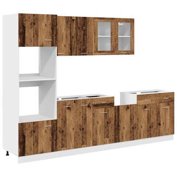 vidaXL Kitchen Cabinet Set Old wood Engineered wood and glass 7-piece set