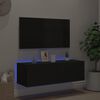 vidaXL TV Wall Stand with LED Lights Black 39.4"x13.8"x12.2"