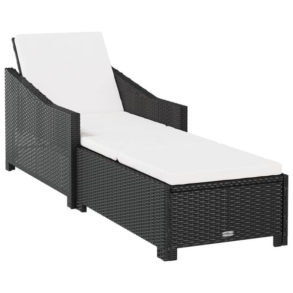 vidaXL Sun Lounger Black, Cream White