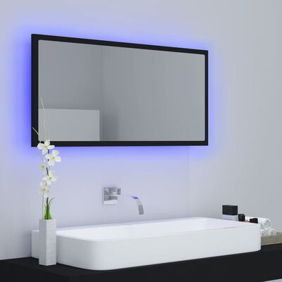 vidaXL LED Bathroom Mirror Black 35.4"x3.3"x14.6" Acrylic