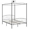vidaXL Bed Frame Grey Metal, Plywood 55 x 79 in Classic/Traditional