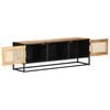 vidaXL TV Cabinet Natural Wood Solid Mango Wood, Natural Cane, Iron Medium