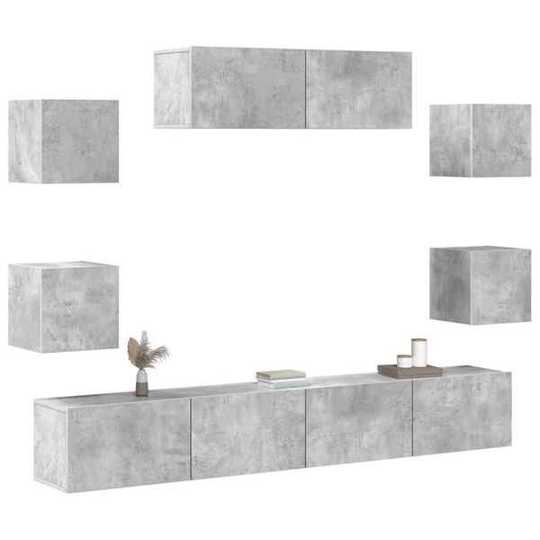 vidaXL 7 Piece TV Stand Set Concrete Gray Engineered Wood