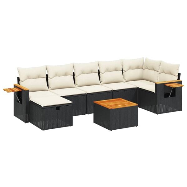 vidaXL Garden Sofa Set Black and Cream White