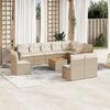 vidaXL Garden Sofa Set Beige PE rattan, powder-coated steel, acacia wood