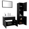 vidaXL Bathroom Furniture Set Black, White Engineered wood, Ceramic Medium