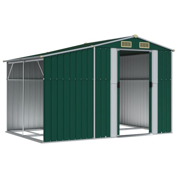 vidaXL Garden Shed Green Galvanized Steel Large Garden Shed