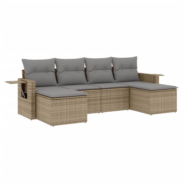 vidaXL Garden Sofa Set Beige PE rattan, Powder-coated steel, 100% polyester