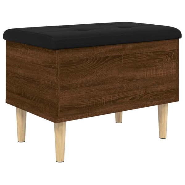 vidaXL Storage Bench Brown Oak, Black Cushion