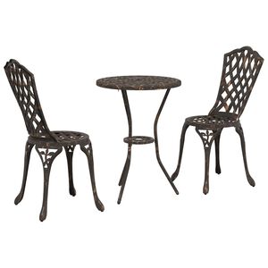 vidaXL Garden Bistro Set 3 pcs Bronze Aluminium