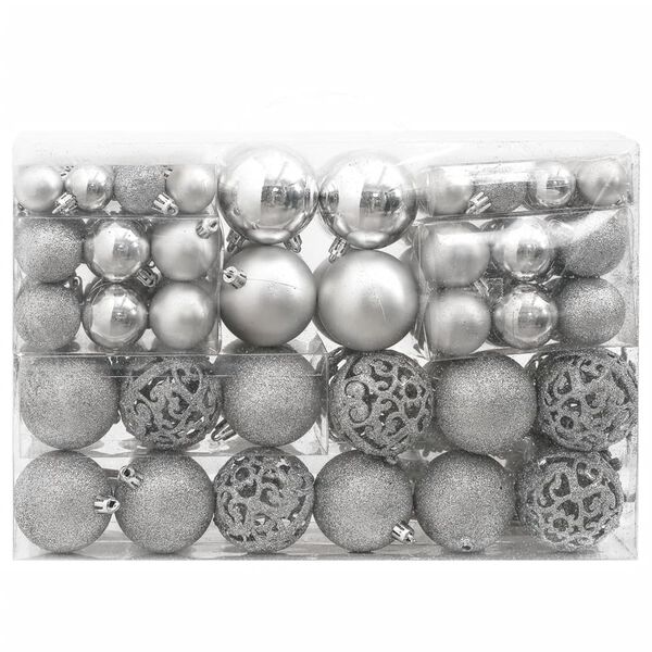 vidaXL Christmas Bauble Set Set of 111 Silver Polystyrene Various sizes