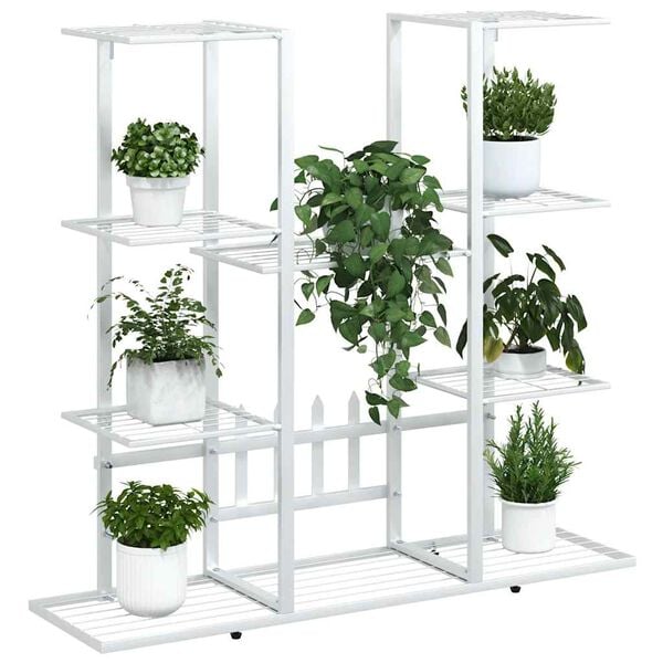 vidaXL Flower Stand White Powder-coated iron Tall Decorative Inlays