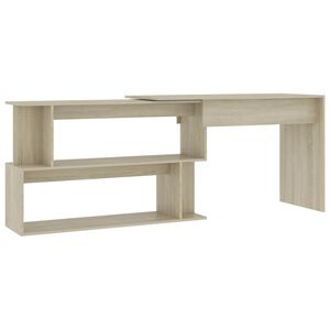 vidaXL Desk Sonoma oak Engineered Wood 78.7x19.7x29.9 in Rotatable