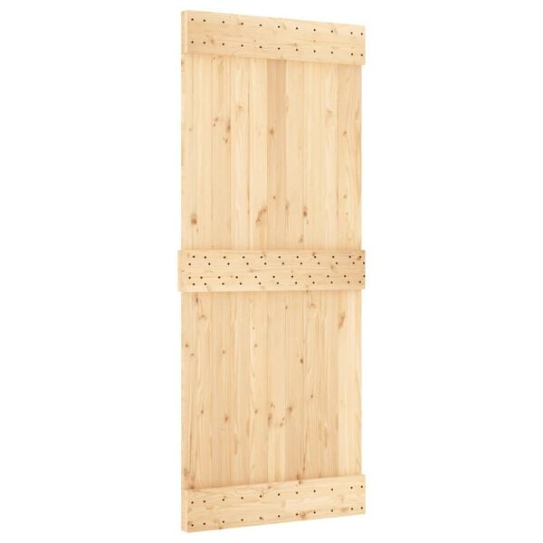 vidaXL Sliding Door with Hardware Set 33.5x82.7" Solid Wood Pine