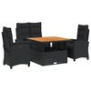 vidaXL 5 Piece Patio Dining Set with Cushions Black Poly Rattan