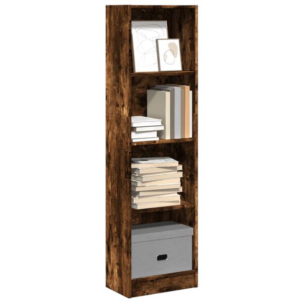 vidaXL Bookcase Smoked Oak Engineered Wood Medium Bookcase Rectangular