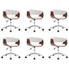 vidaXL Dining Chair Set of 6 White Faux leather, plywood, metal Standard