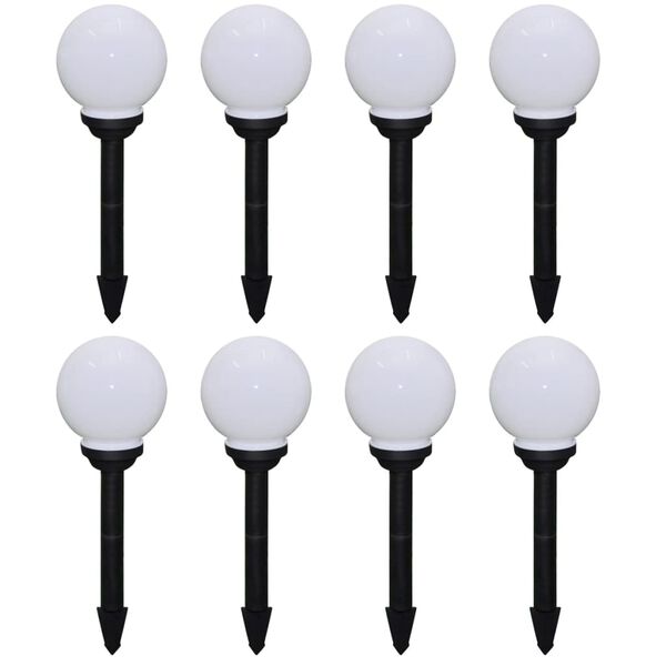vidaXL Garden Lamp Set of 8 White shiny ball, black tube Tough plastic