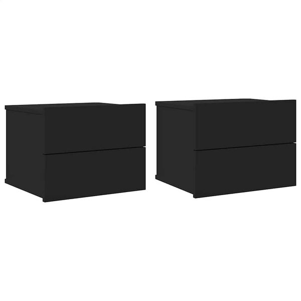 vidaXL Bedside Cabinet Set of 2 Black Engineered wood Bedside Cabinet