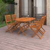 vidaXL Dining Set Natural Wood Solid Acacia Wood 5 Piece Set Foldable
