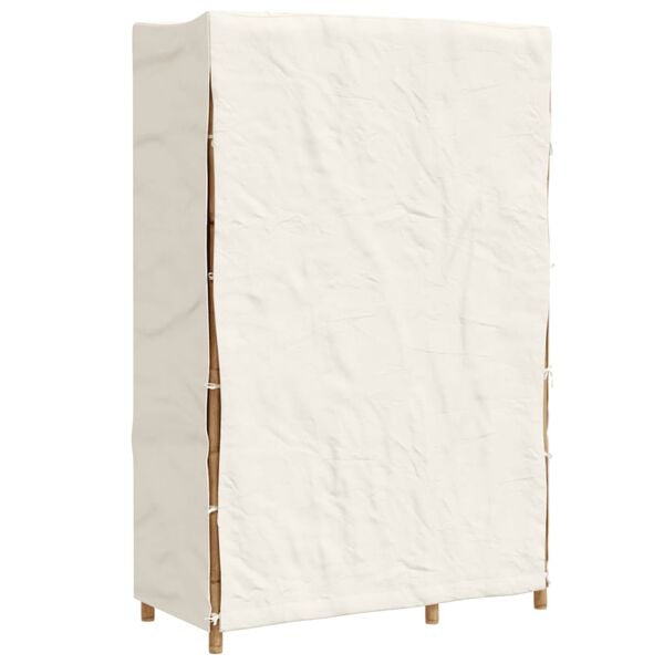 vidaXL Wardrobe Natural Bamboo Bamboo, Fabric Large Wardrobe