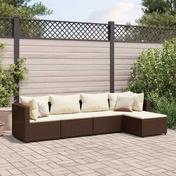 vidaXL Patio Lounge Set Set of 5 Brown