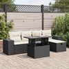 vidaXL 6 Piece Patio Sofa Set with Cushions Black Poly Rattan