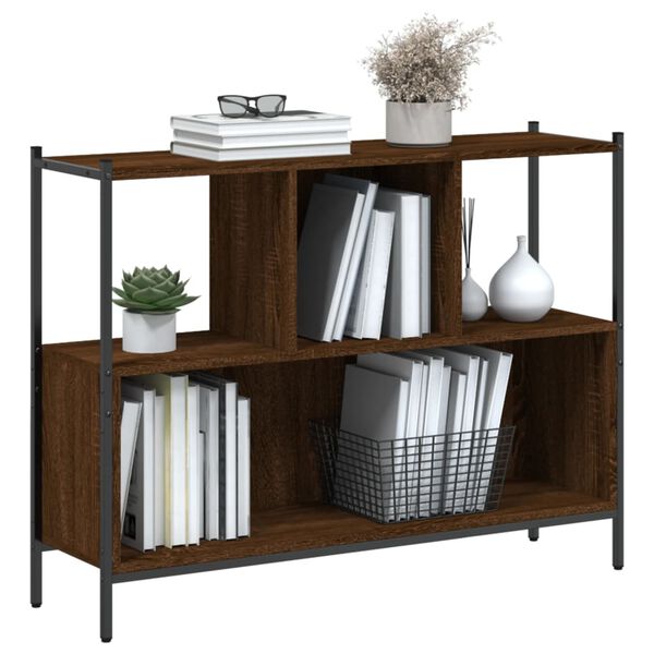vidaXL Bookcase Brown oak Engineered Wood Medium Bookcase Rectangular