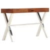 vidaXL Desk Brown top and silver legs Solid Acacia Wood, Powder-Coated Iron