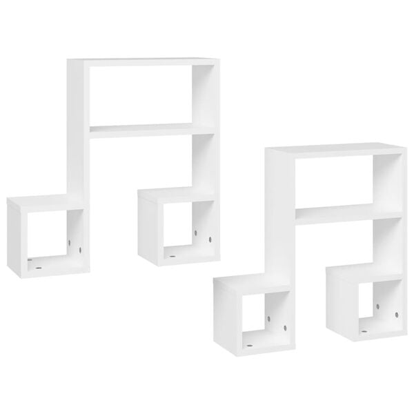 vidaXL Wall Shelf Set of 2 White Engineered wood 19.7x5.9x19.7 in