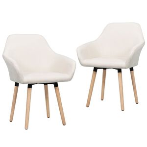 vidaXL Dining Chair Set of 2 Cream Fabric and solid wood legs Standard