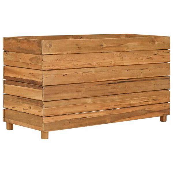 vidaXL Raised Bed Natural Wood Recycled Teak Wood and Steel Medium
