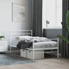 vidaXL Metal Bed Frame White Powder-coated steel Single Metal Bed Frame