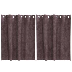 vidaXL Curtain with Curtains 2 pcs Brown 55.1" x 55.1" Velvet