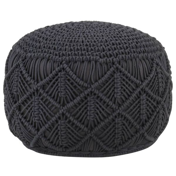 vidaXL Pouffe Anthracite 80% Cotton, 20% Polyester 17.7 in diameter
