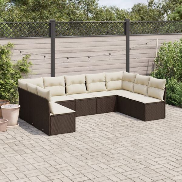 vidaXL Garden Sofa Set Brown, Cream White