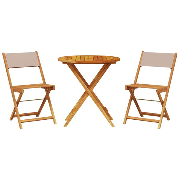vidaXL Bistro Set Taupe, Wood Solid acacia wood, polyester fabric Medium