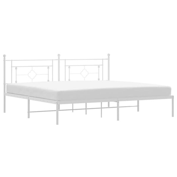 vidaXL Bed Frame White Powder-Coated Steel Double Bed Frame