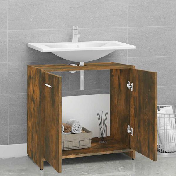vidaXL Bathroom Cabinet Smoked Oak Engineered wood 23.6x13.0x23.6 in