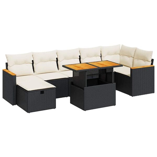 vidaXL Garden Sofa Set Black, White