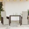 vidaXL 3 Piece Patio Bistro Set with Cushions Brown Poly Rattan