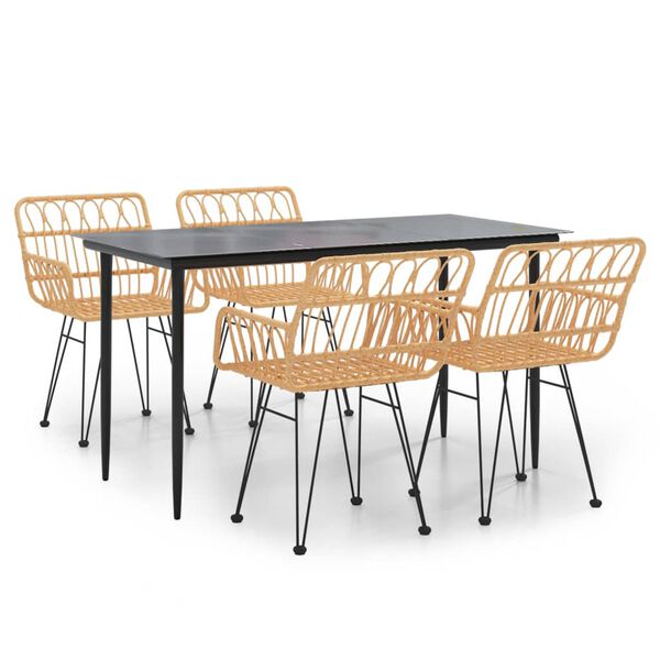 vidaXL Garden Dining Set Black Steel Medium Durable Garden Dining Set