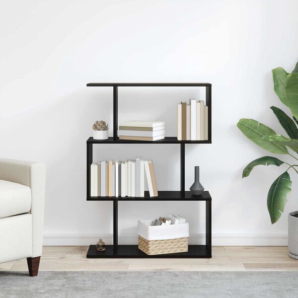 vidaXL Book Cabinet Black Oak 27.56 x 5.51 x 38.19 in Engineered Wood